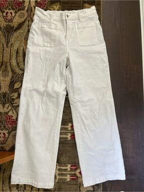 Madewell White Wide-Leg Jeans with Front Patch Pockets perfect wide leg jean
